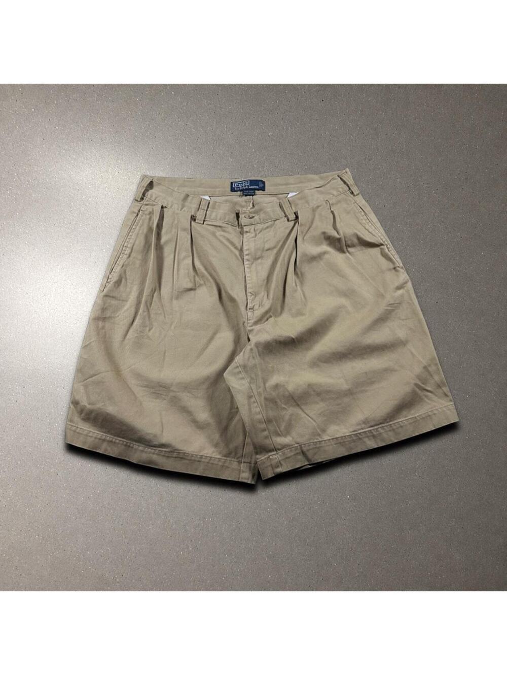 Vintage Polo Ralph Lauren Tan Tyler Short Khaki Shorts - Fits 33x9!